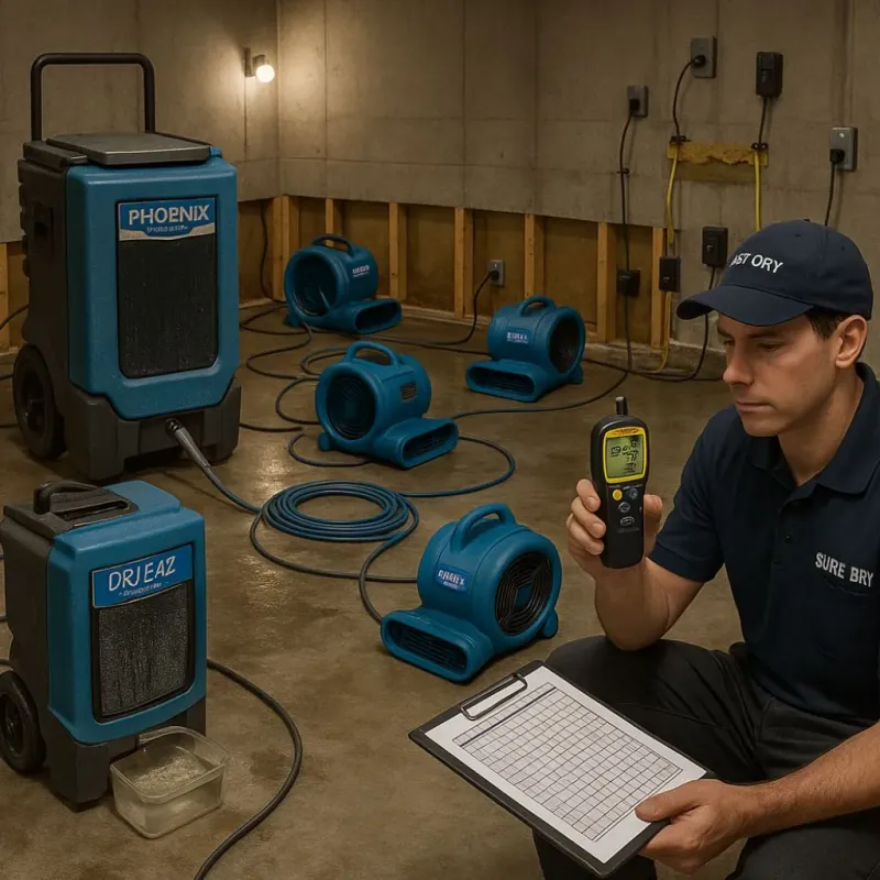Structural Drying and Dehumidification process in Pierz, MN